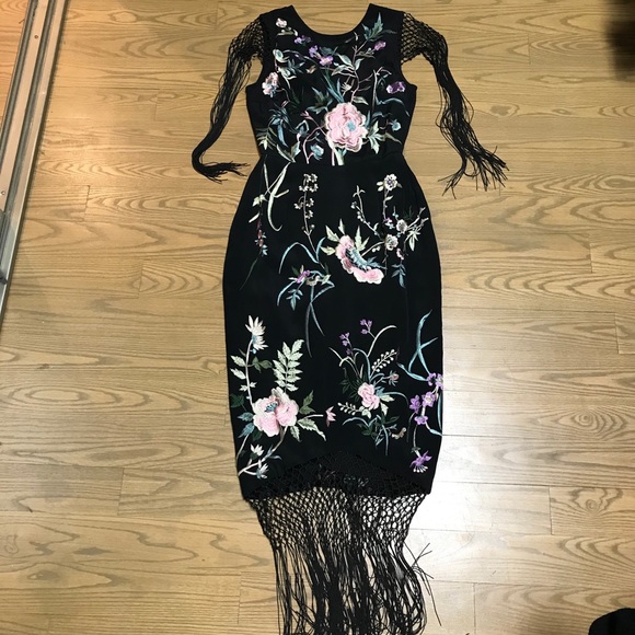 asos fringe dress black